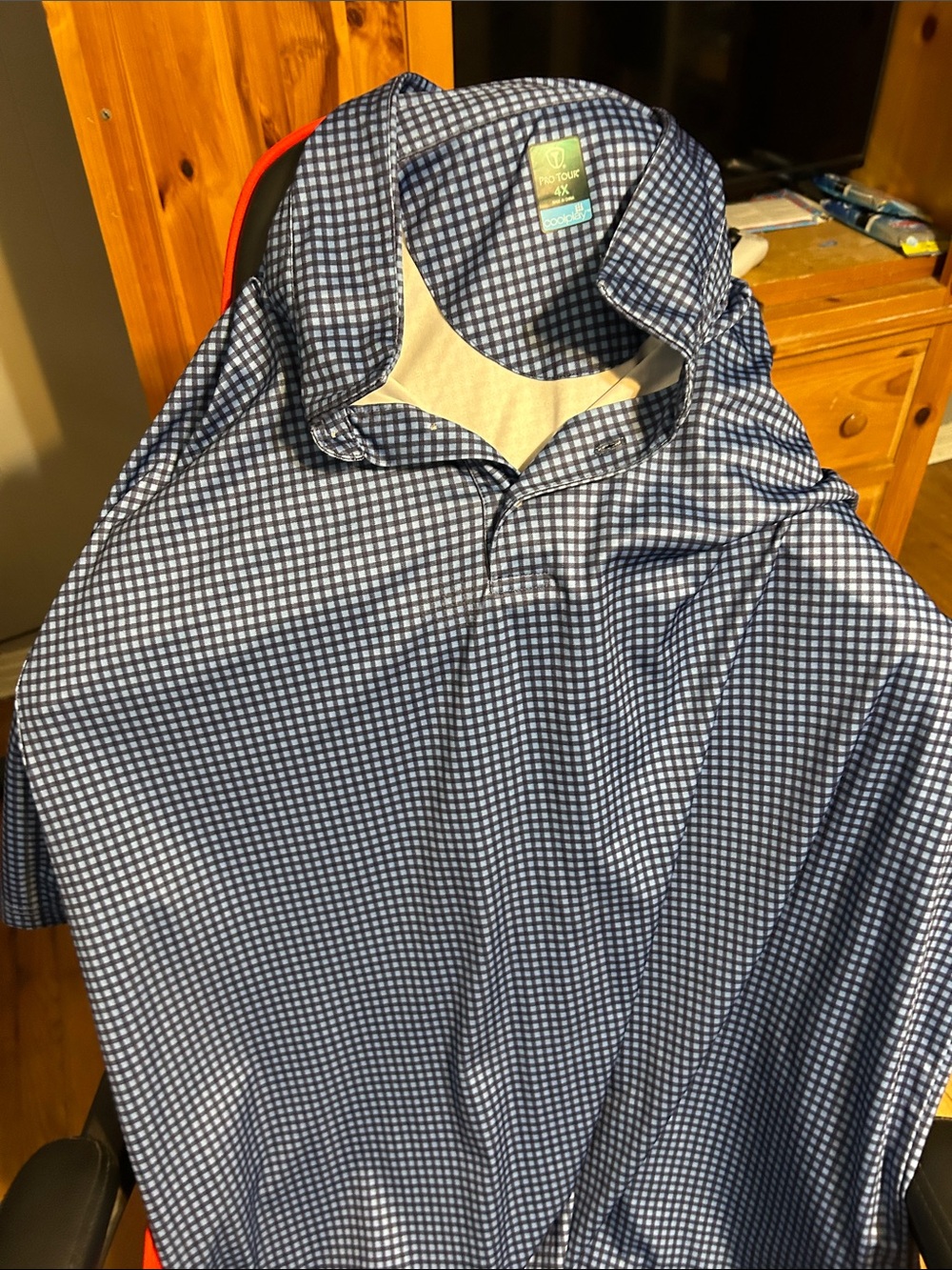 Pro tour  Men's Navy and White Checked Casual Button-Down Shirt